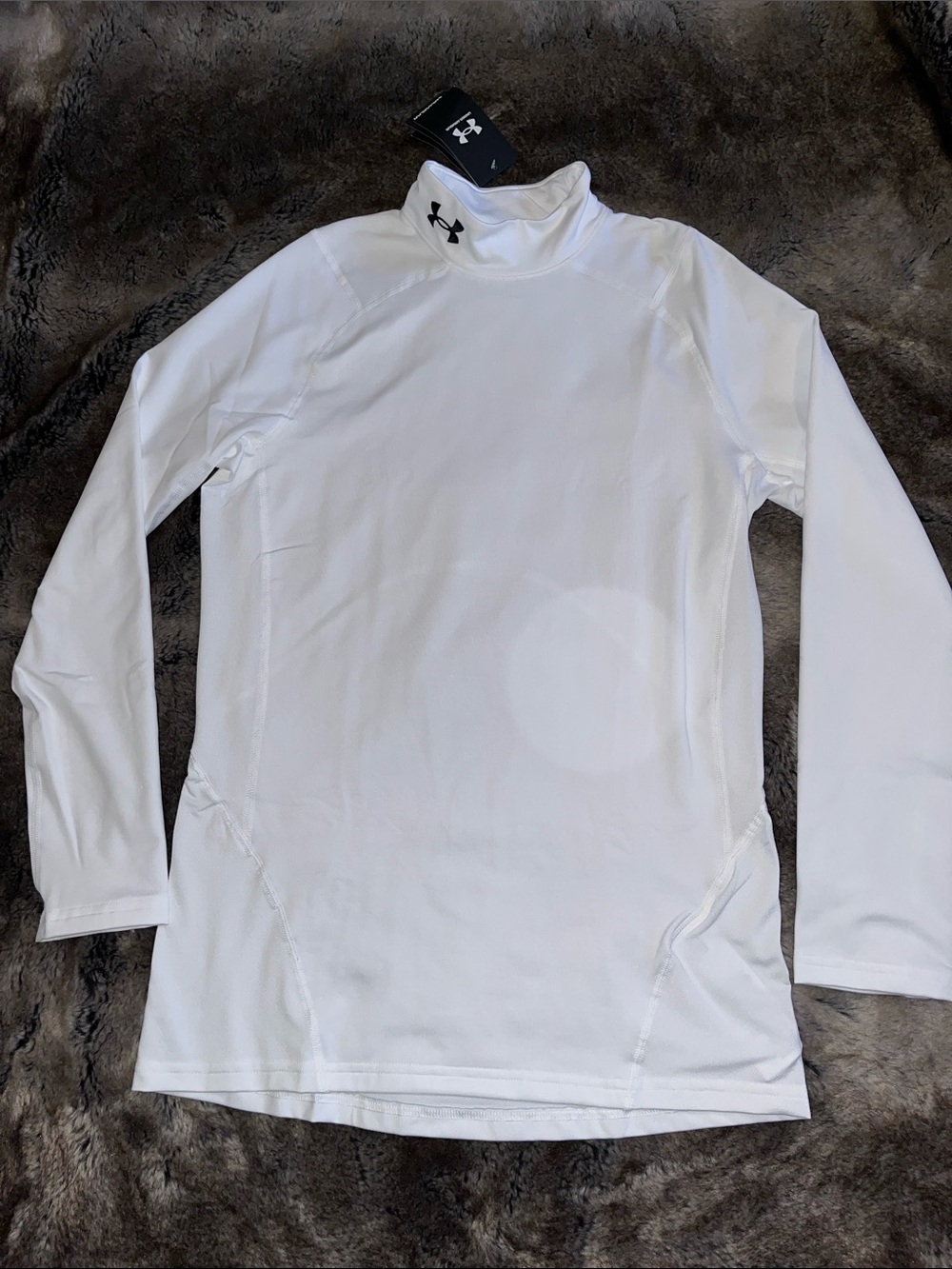 Under Armour Cold Gear Shirt Mens M Fitted Mock Neck 1366066 White Base Layer